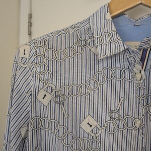 MILANO ITALY CHAINS AND KEYS / STRIPED BUTTON DOWN SHIRT SIZE 38